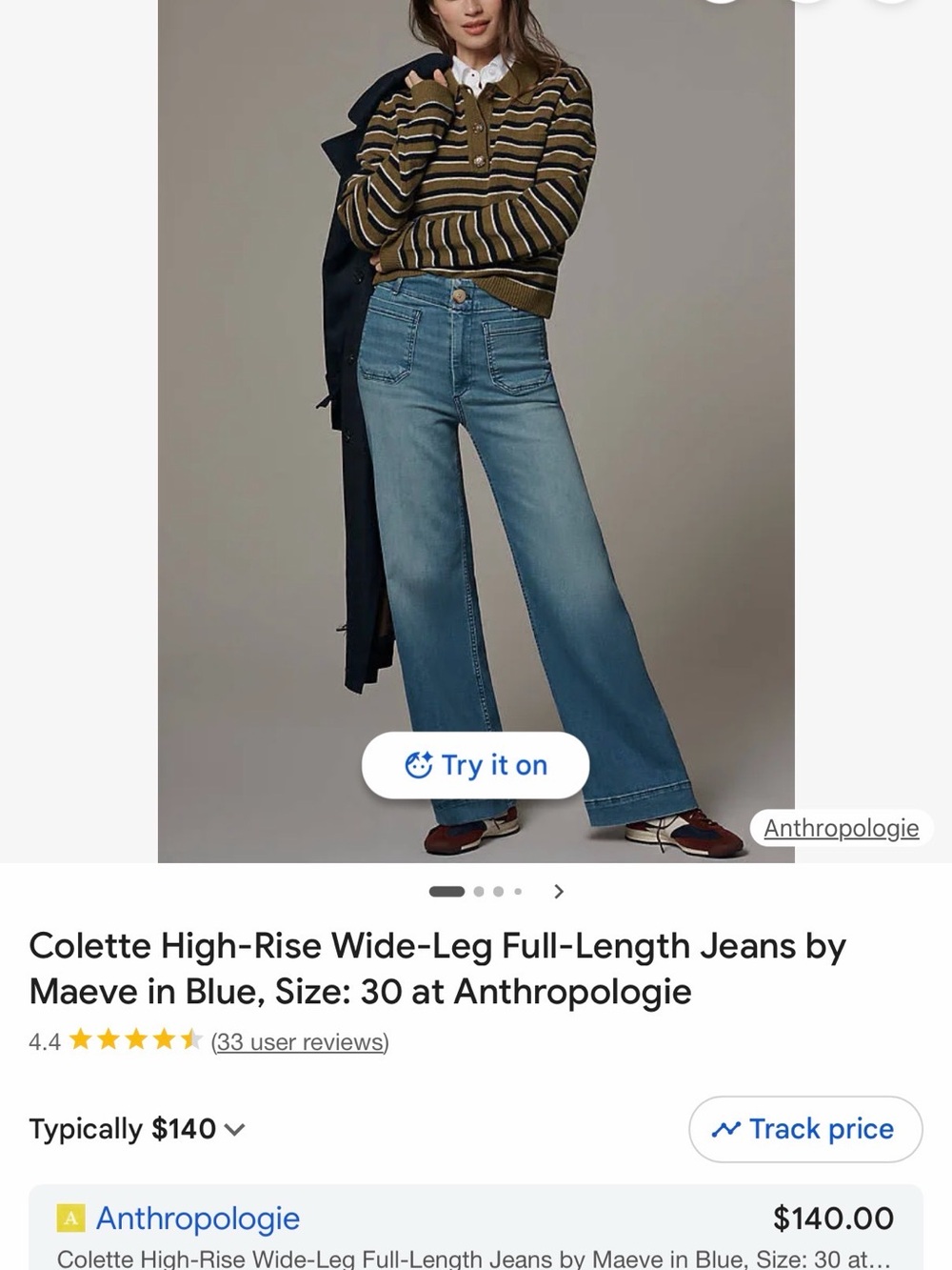 Anthropologie Maeve Colette Wide-Leg Jeans in Light Blue Wash